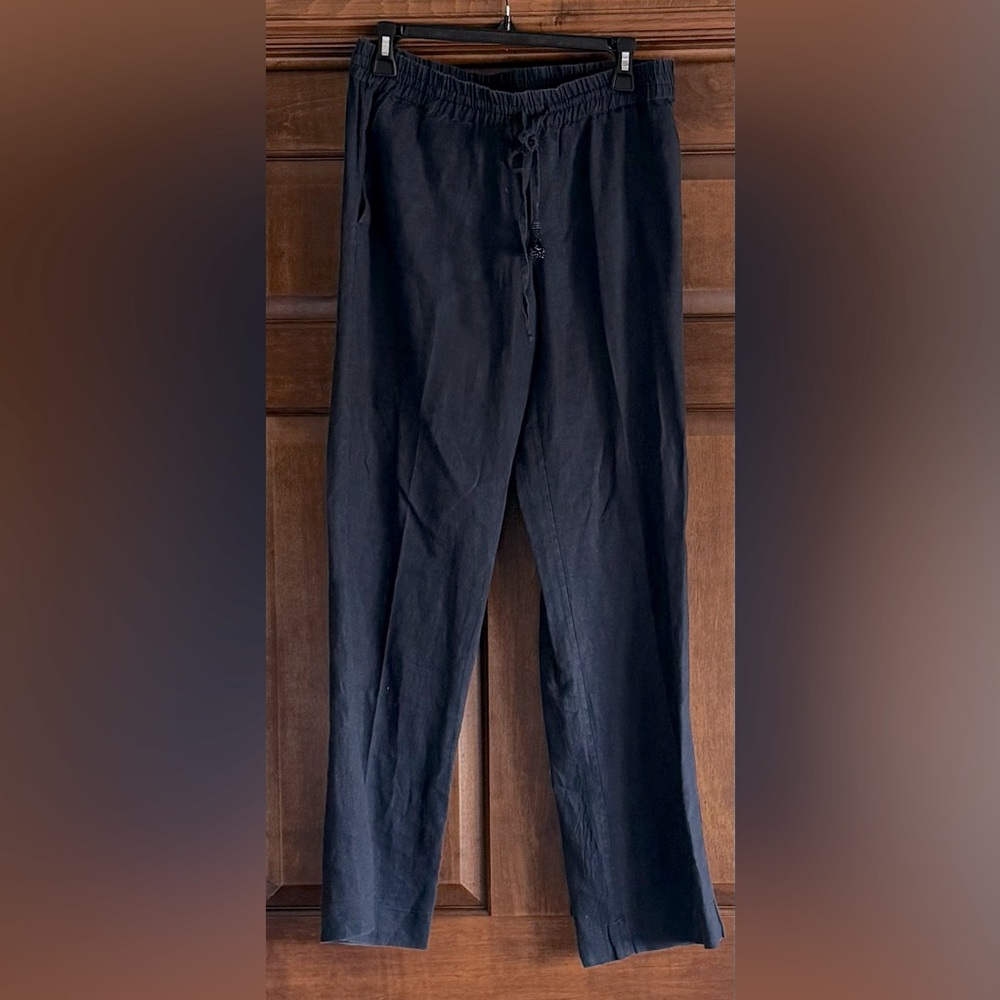 CALYPSO ST. BARTH Linen Wide Leg Navy Blue Pant Size S